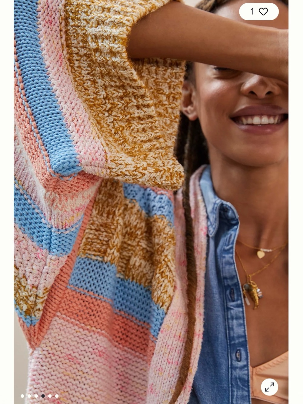 by Anthropologie Textured Striped Cardigan one size - Picture 2 of 9